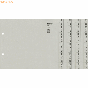 Leitz Registerserie A4 1/2 Höhe Tauenpapier A-Z 4 Abläufe