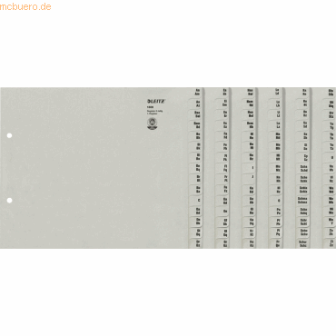 Leitz Registerserie A4 1/2 Höhe Tauenpapier A-Z 6 Abläufe grau