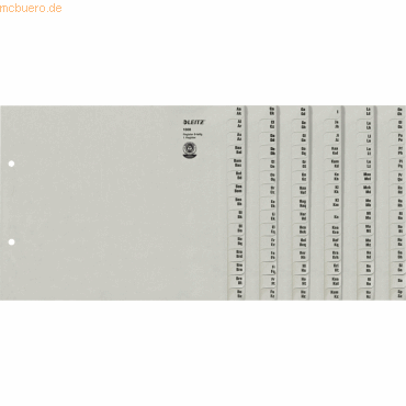 Leitz Registerserie A4 1/2 Höhe Tauenpapier A-Z 8 Abläufe grau