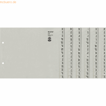 Leitz Registerserie A4 1/2 Hhe Tauenpapier A-Z 8 Ablufe grau