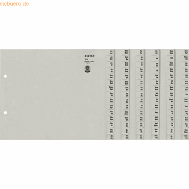 Leitz Registerserie A4 1/2 Hhe Tauenpapier A-Z 12 Ablufe grau