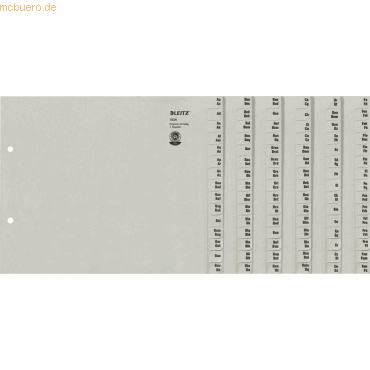 Leitz Registerserie A4+ 1/2 Höhe Tauenpapier A-Z 24 Abläufe grau