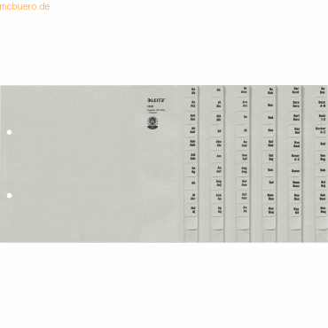 Leitz Registerserie A4 1/2 Höhe Tauenpapier A-Z 100 Abläufe grau