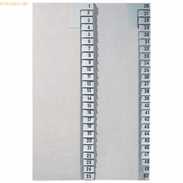 5 x Leitz Registerserie A4 1/2 Hhe Tauenpapier 26-50 1 Ablauf grau