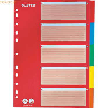 25 x Leitz Register A4 Karton 160g/qm 5-teilig farbig