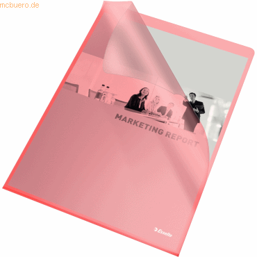 Esselte Sichthllen A4 120my PP genarbt rot VE=100 Stck