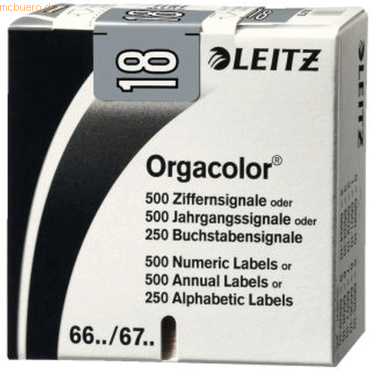 Leitz Orgacolor Jahrgangssignal 2018 VE=500 Stck grau