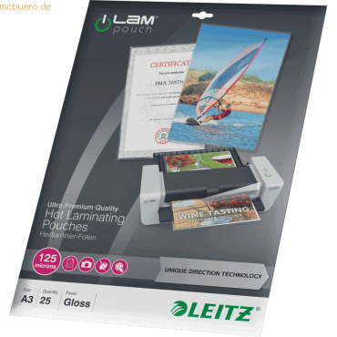 Leitz Laminiertaschen iLAM A3 125mic glnzend VE=25 Stck