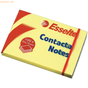 12 x Esselte Haftnotizen Contacta-Notes 75x50mm gelb 100 Blatt