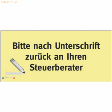 Litfax Haftnotizen gelb Bitte nach Unterschrift zurck an Ihren Steue