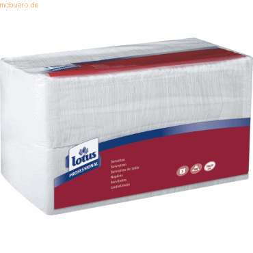 9 x Lotus Professional Servietten 33x33cm 8-Falz wei VE=500 Stck