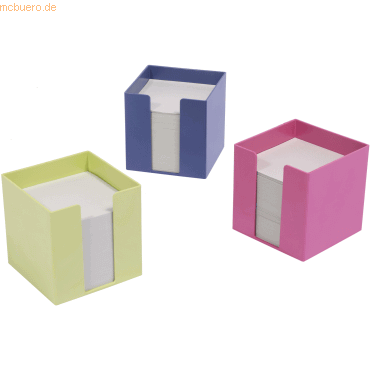 6 x M+M Zettelbox La natura 9,5x9,5x9,5mm gefüllt RC-Kunststoff farbig