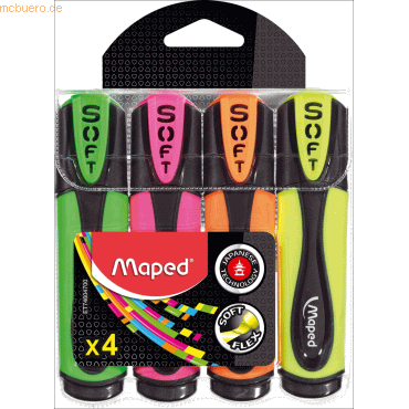 Maped Textmarker Fluo Peps Ultra Soft farbig sortiert VE=4 Stck Blist