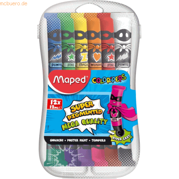 10 x Maped Malfarbe Gouache 12ml VE=12 Farben Kunststoffbox