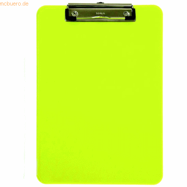Maul Schreibplatte A4 Kunststoff mit Bügelklemme transparentgelb
