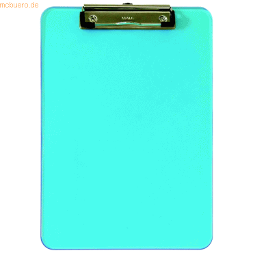 Maul Schreibplatte A4 Kunststoff mit Bügelklemme transparentblau