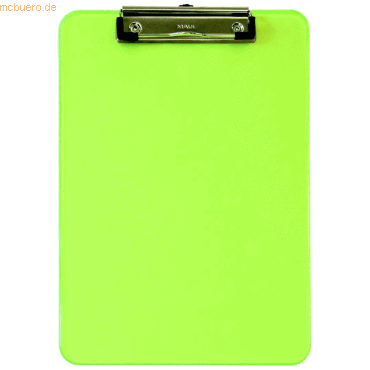 Maul Schreibplatte A4 Kunststoff mit Bügelklemme transparentgrün