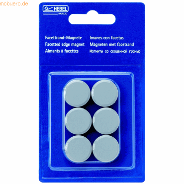 10 x Maul Rundmagnet 20mm Durchmesser 0,3kg Haftkraft VE=6 Stck grau
