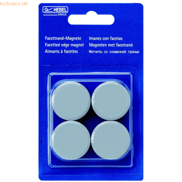 10 x Maul Rundmagnet 30mm Durchmesser 0,6kg Haftkraft VE=4 Stck grau