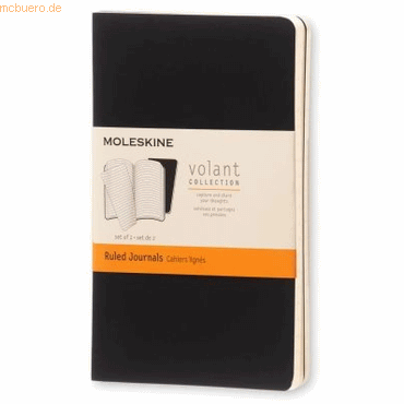 Moleskine Notizbuch Volant XS 6,5x10,5cm VE=2 Stück liniert schwarz