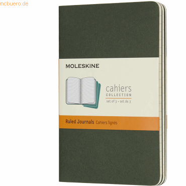 Moleskine Notizheft Cahier Pocket A6 liniert Kartoneinband VE=3 Stück