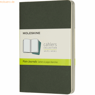 Moleskine Notizheft Cahier Pocket A6 blanko Kartoneinband VE=3 Stück m