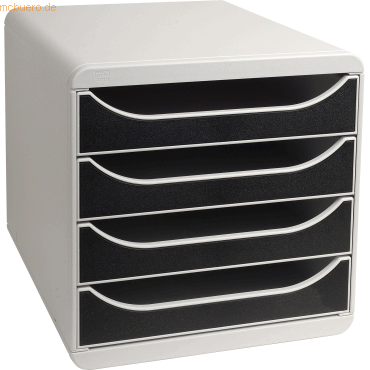 Exacompta Schubladenbox Big-Box Office 4 Fcher lichtgrau/schwarz