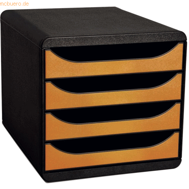Exacompta Schubladenbox Big-Box Metallic 4 Fcher schwarz/gold metalli