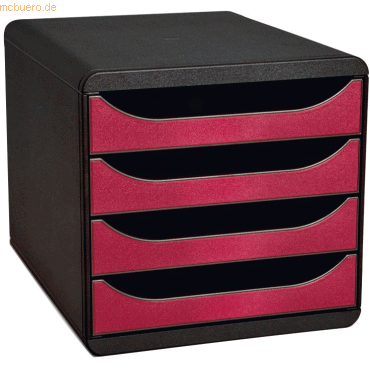 Exacompta Schubladenbox Big-Box Metallic 4 Fcher schwarz/rot metallic