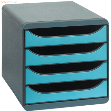 Exacompta Schubladenbox Big-Box Iderama 4 Fcher mausgrau/trkis