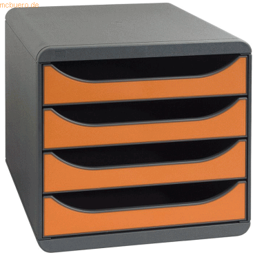 Exacompta Schubladenbox Big-Box Iderama 4 Fcher mausgrau/mandarine