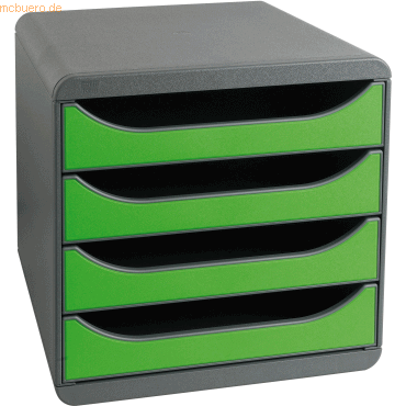 Exacompta Schubladenbox Big-Box Iderama 4 Fcher mausgrau/apfelgrn