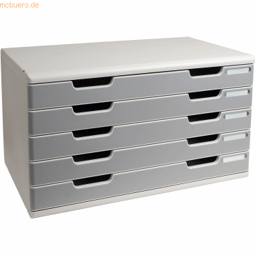 Exacompta Schubladenbox Modulo A3 5 Fcher Classic lichtgrau/steingrau