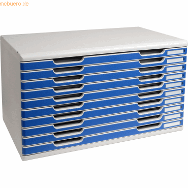 Exacompta Schubladenbox Modulo A3 10 Fcher Classic lichtgrau/blau