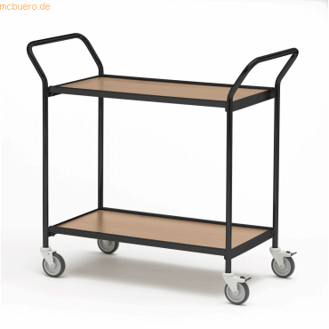 Helge Nyberg Tischwagen 2 Fahrhandgriffe 2 Etagen 80x42cm schwarz/eich