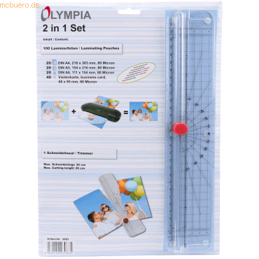 Olympia Papierschneider A4 2in1 mit Laminierhüllen-Set