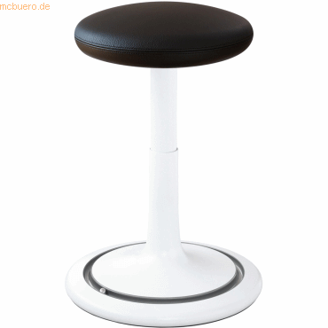 Ongo Sitz- und Stehhocker Classic tall 55-77cm Leder wei/schwarz/silb
