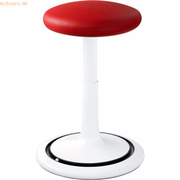 Ongo Sitz- und Stehhocker Classic tall 55-77cm Leder wei/rot/schwarz