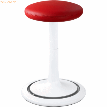 Ongo Sitz- und Stehhocker Classic tall 55-77cm Leder wei/rot/silber