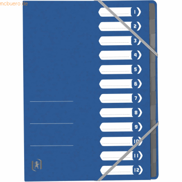 12 x Oxford Ordnungsmappe Top File+ A4 12 Fcher 390g blau