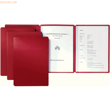 10 x Pagna Bewerbungsmappe Supreme A4 mit Prgung rot