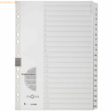 10 x Pagna Register A4 Karton 1-20 wei