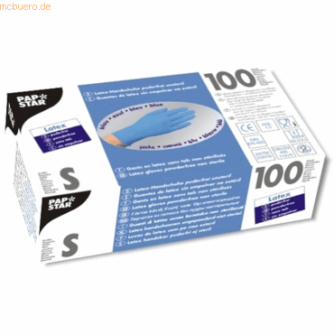 Papstar Handschuhe Latex puderfrei blau Gre S VE=100 Stck