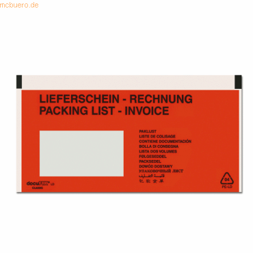 4 x Papyrus Dokumententasche DINlang haftklebend rot/schwarz mit Aufdr
