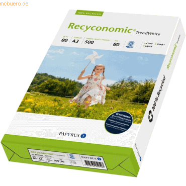 Papyrus Kopierpapier Recyconomic Trend White A3 80g wei RC VE=500 Bla