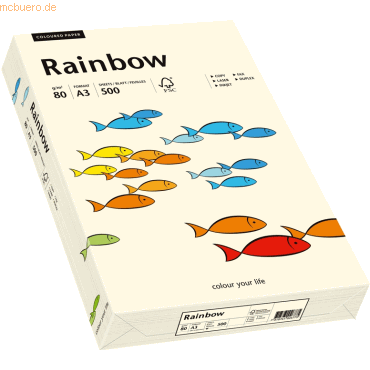 5 x Papyrus Multifunktionspapier Rainbow A3 80 g/qm hellchamois VE=500
