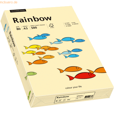 5 x Papyrus Multifunktionspapier Rainbow A3 80 g/qm chamois VE=500 Bla