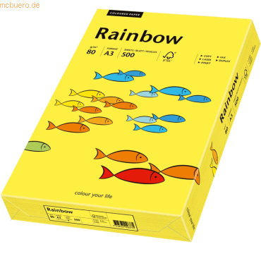 5 x Papyrus Multifunktionspapier Rainbow A3 80 g/qm mittelgelb VE=500