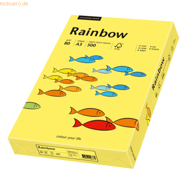 Papyrus Kopierpapier Rainbow Intensiv A3 80g/qm VE=500 Blatt gelb