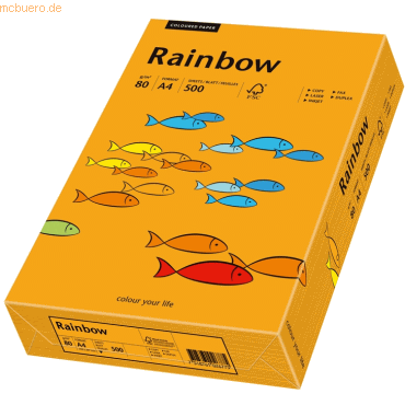 5 x Papyrus Multifunktionspapier Rainbow A4 80 g/qm orange VE=500 Blat